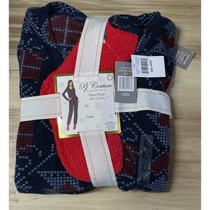 NWT PJ Couture Fleece Pajama Set with Socks Blue Size L